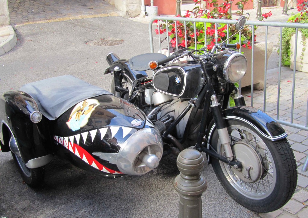 Motorbike and sidecar, La Cadiere d'Azur